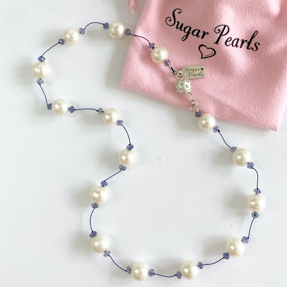 Tin Cup Freshwater Pearl & Iolite Necklace